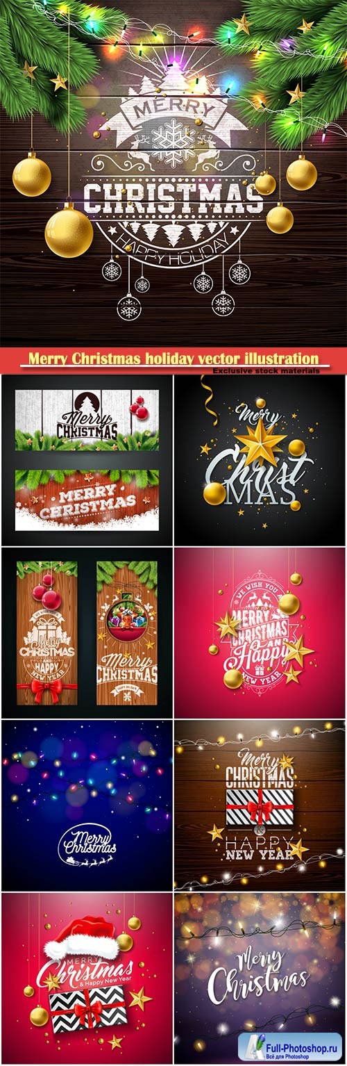 Merry Christmas holiday vector illustration