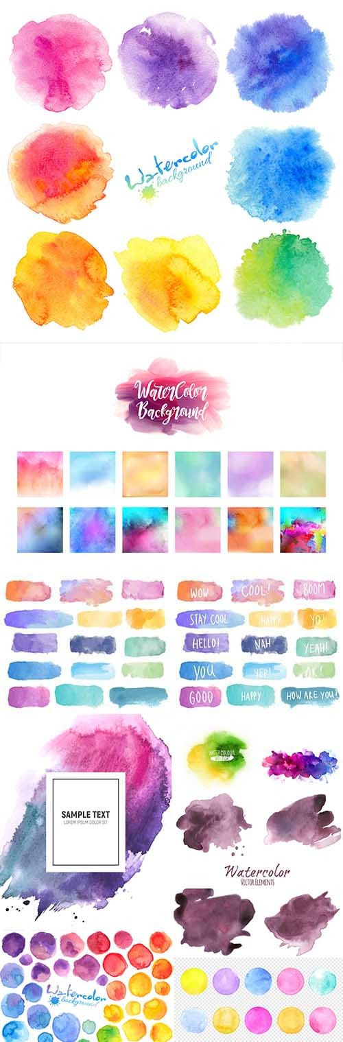 Decorative watercolor multi-colored spots of color