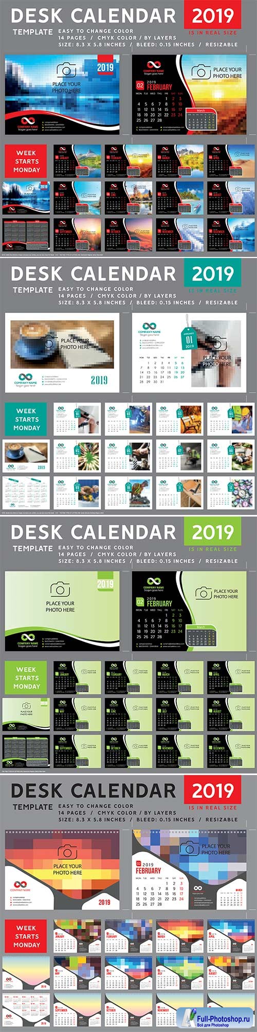 2019 desk vector calendar design template