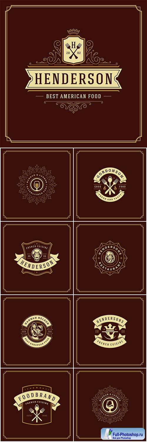 Restaurant logo design vector illustration, restaurant menu and cafe badge