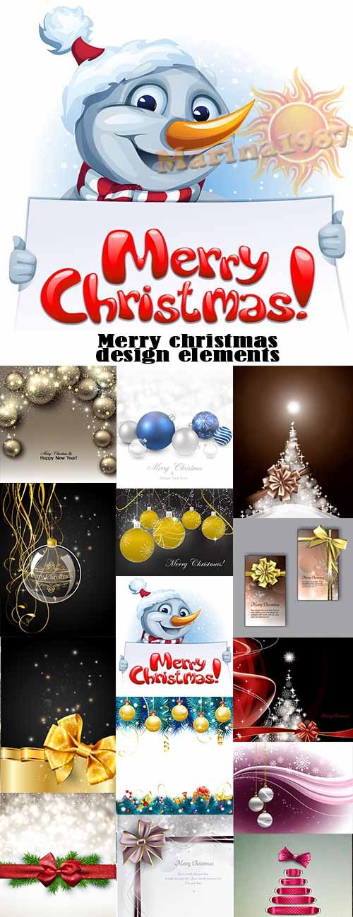 Merry christmas 2015 design elements 25xEPS