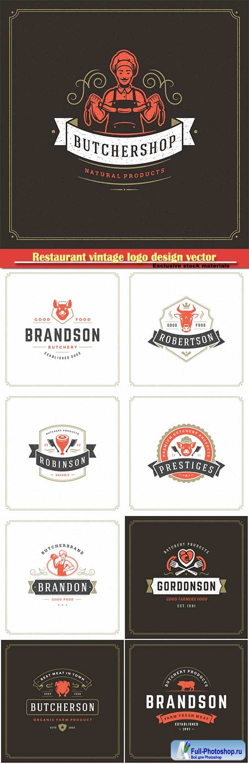 Restaurant vintage logo design vector illustration