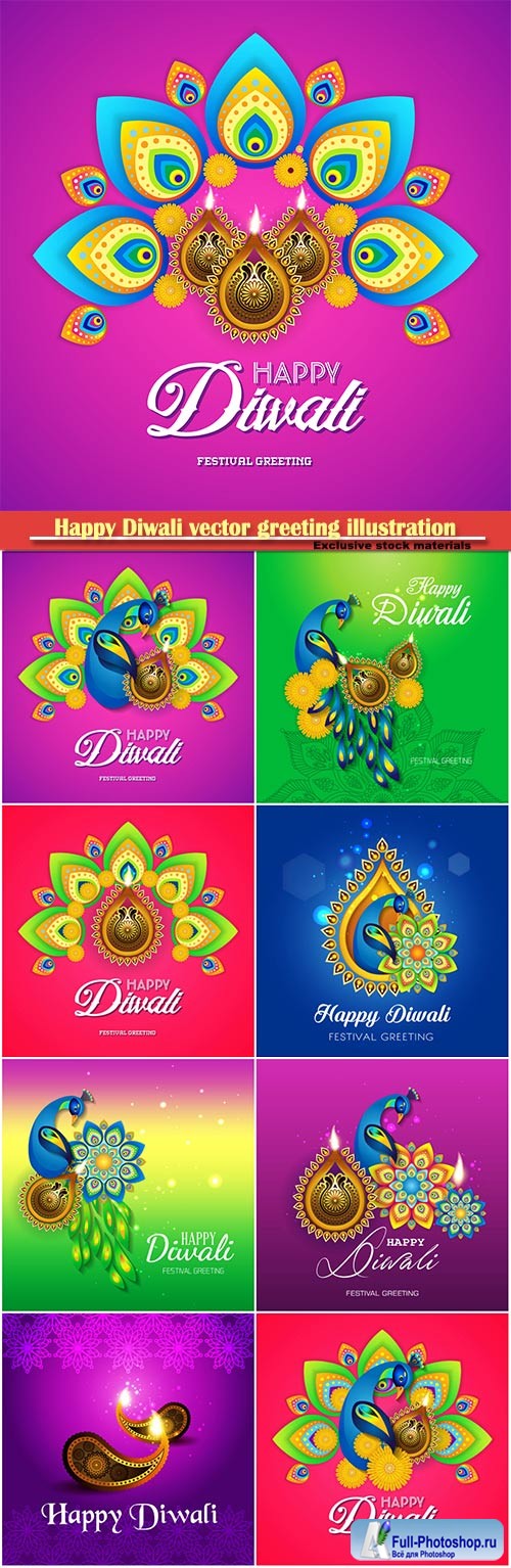 Happy Diwali vector greeting illustration