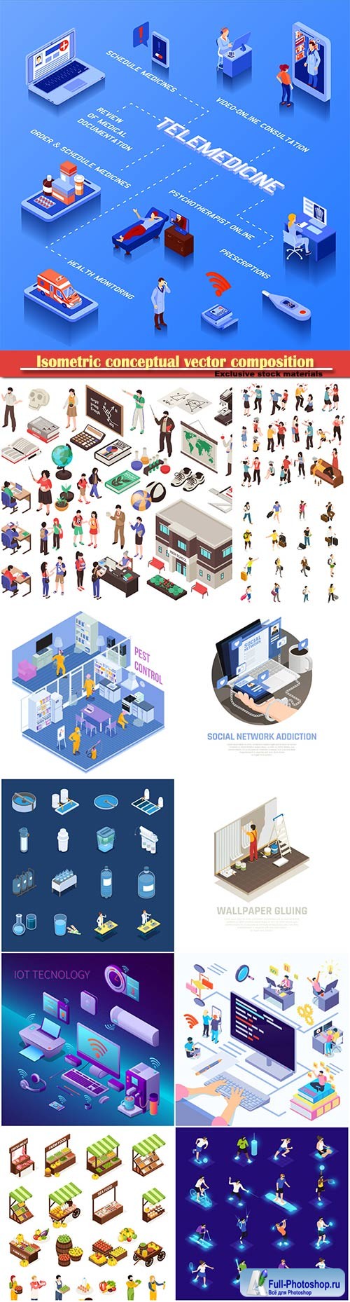 Isometric conceptual vector composition, infographics template # 60