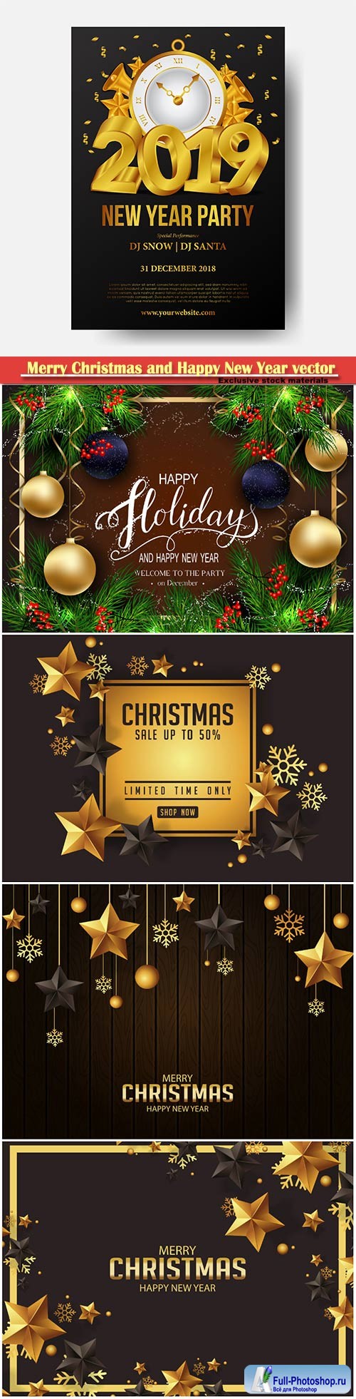 2019 Merry Christmas and Happy New Year vector design # 7