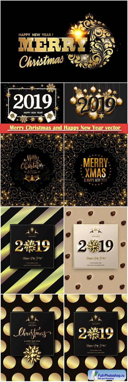 2019 Merry Christmas and Happy New Year vector design # 2