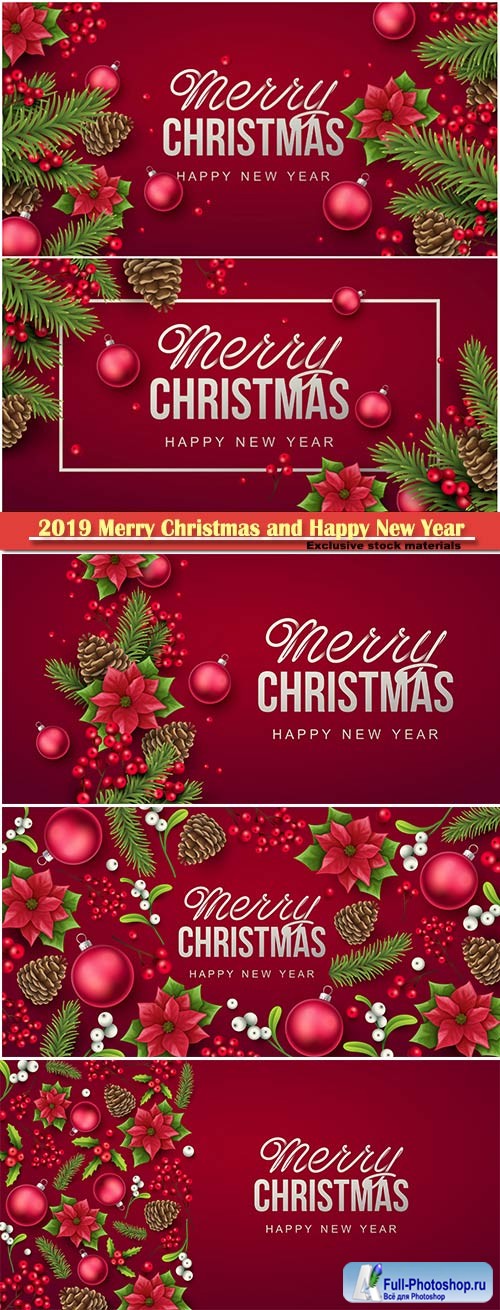 2019 Merry Christmas and Happy New Year vector design # 14