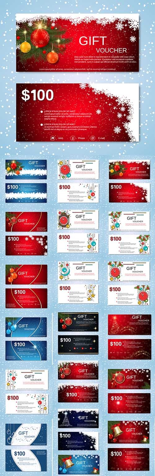 New Year gift voucher vector template