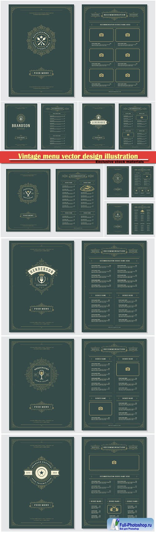 Vintage menu vector design illustration