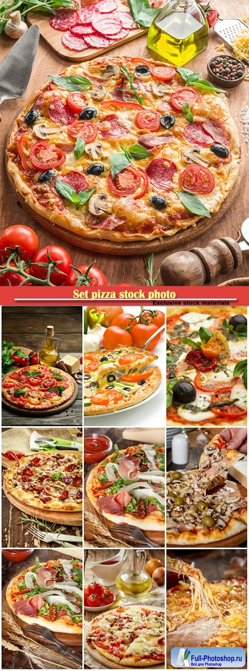 Set pizza stock photo