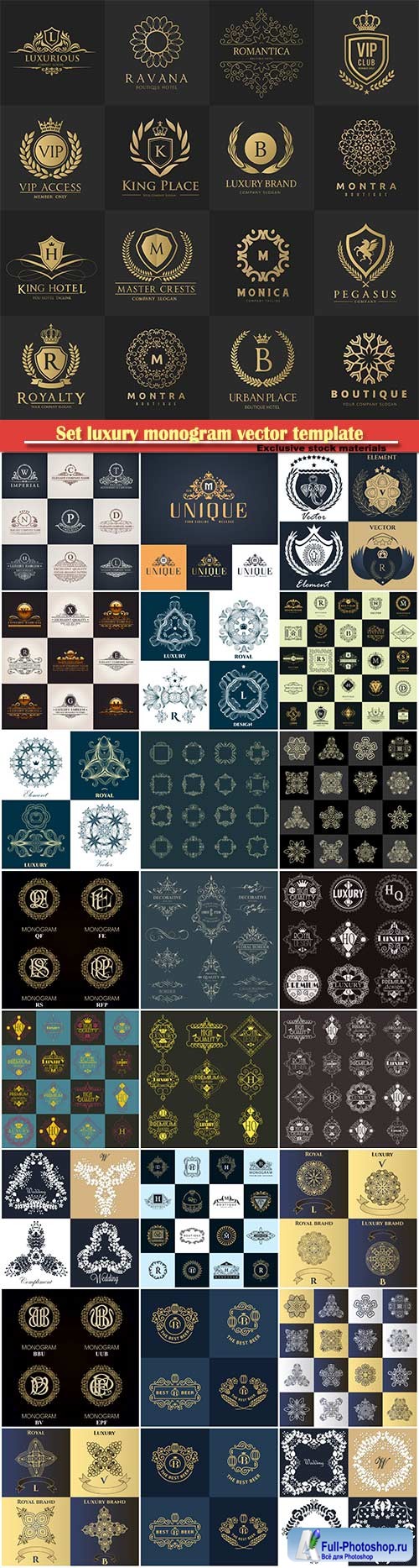 Set luxury monogram vector template, logos, badges, symbols # 5