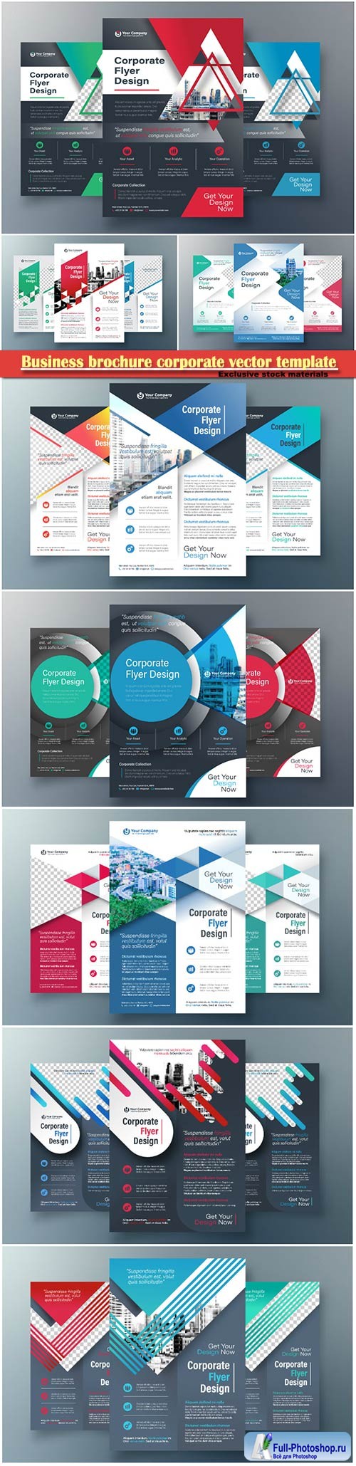 Business brochure corporate vector template, magazine flyer mockup # 7