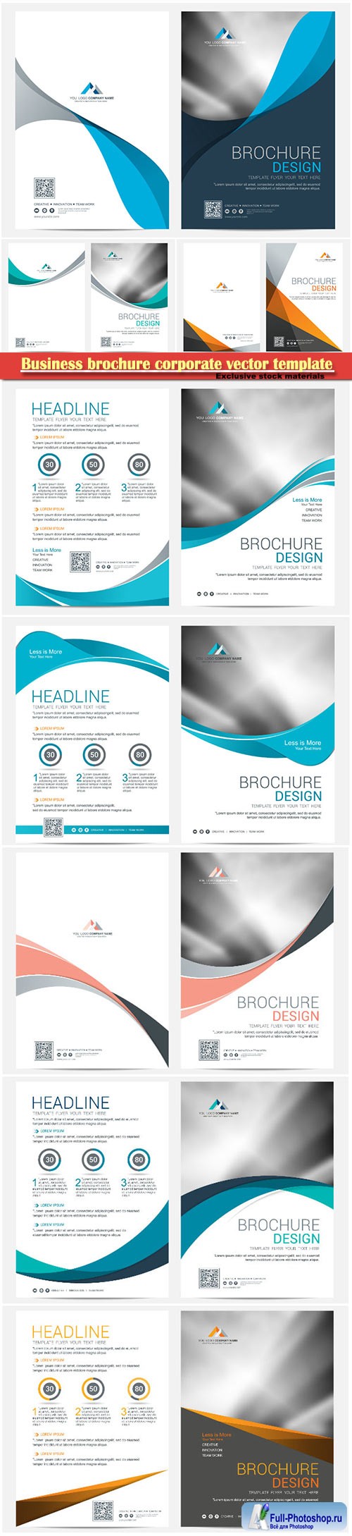 Business brochure corporate vector template, magazine flyer mockup