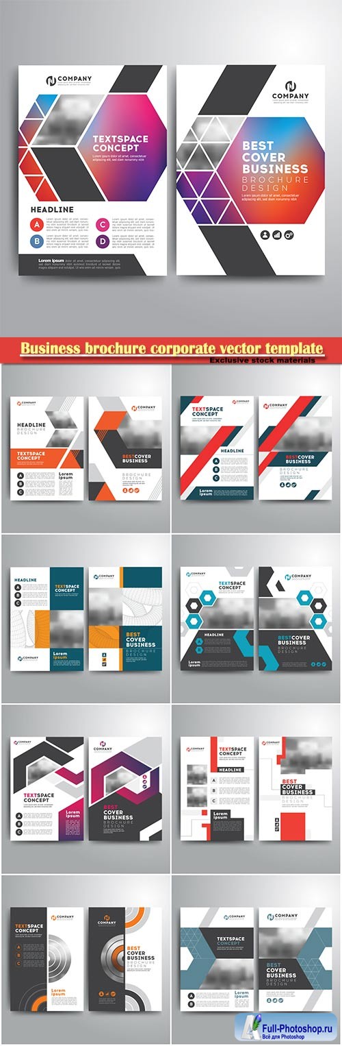 Business brochure corporate vector template, magazine flyer mockup # 4