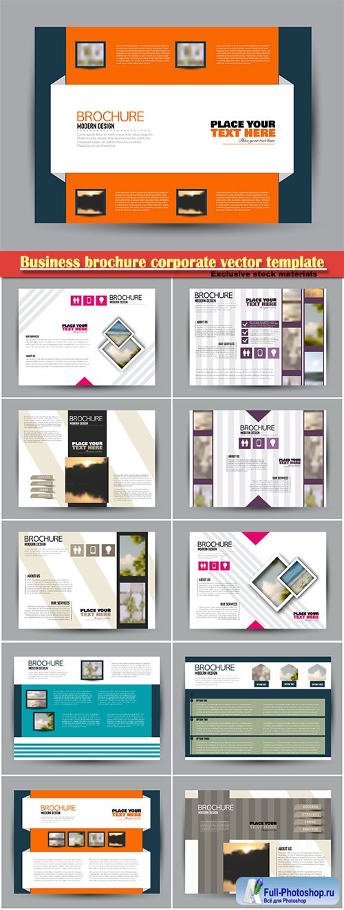 Business brochure corporate vector template, magazine flyer mockup # 9