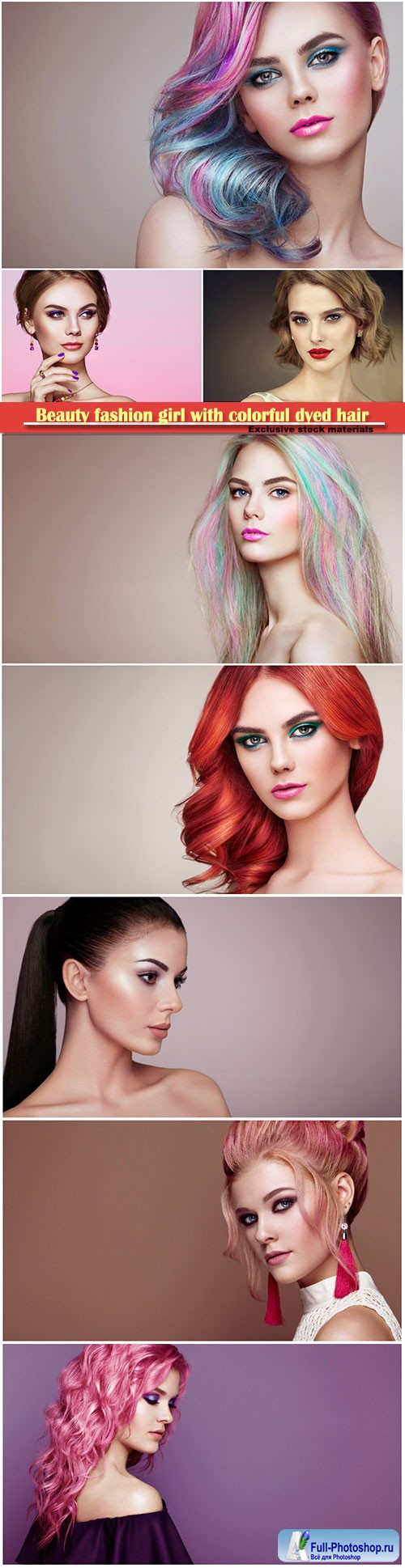 Beauty fashion model girl with colorful dyed hair