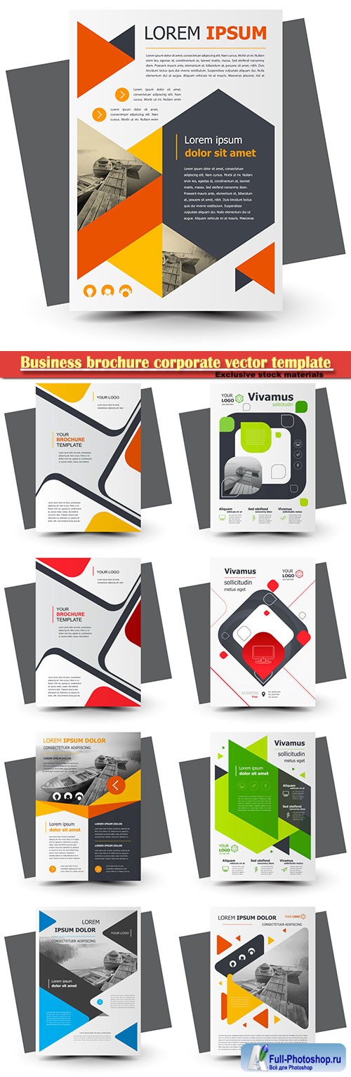 Business brochure corporate vector template, magazine flyer mockup # 18