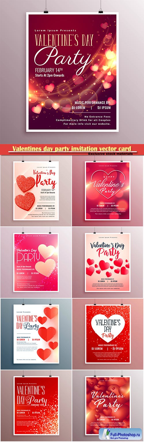 Valentines day party invitation vector card # 7