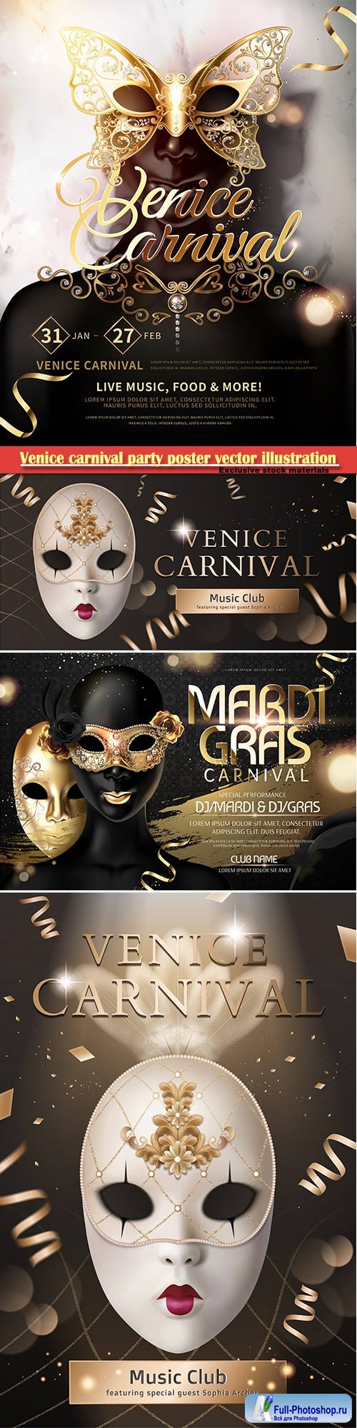 Venice carnival design vector illustration, Mardi gras # 3