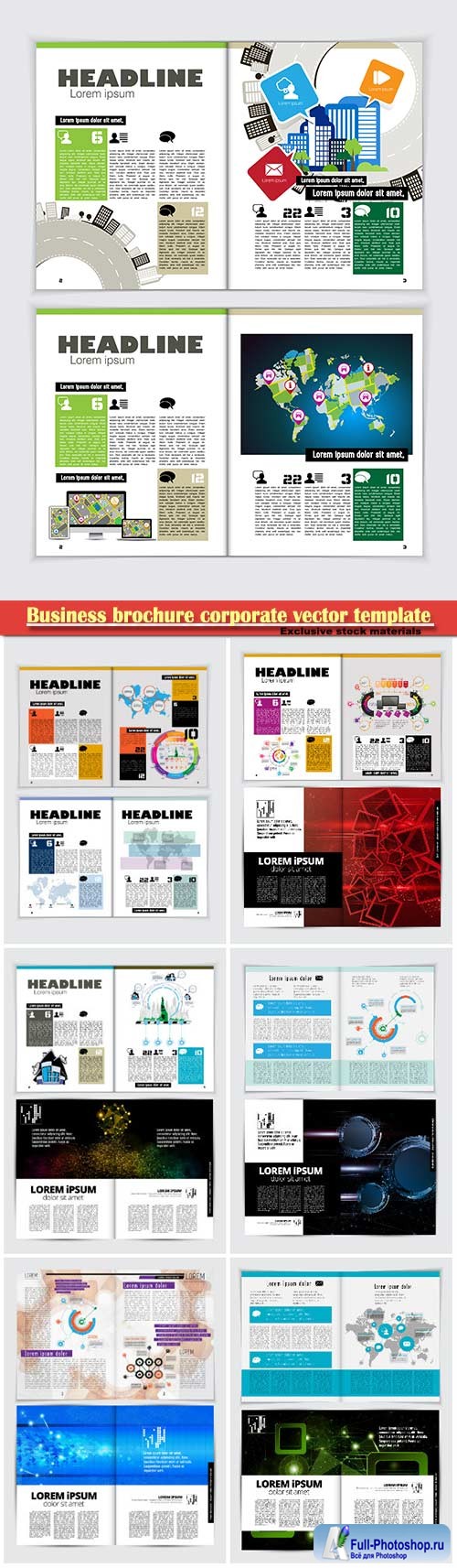 Business brochure corporate vector template, magazine flyer mockup # 19