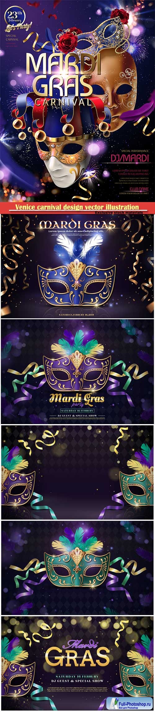 Venice carnival design vector illustration, Mardi gras # 4