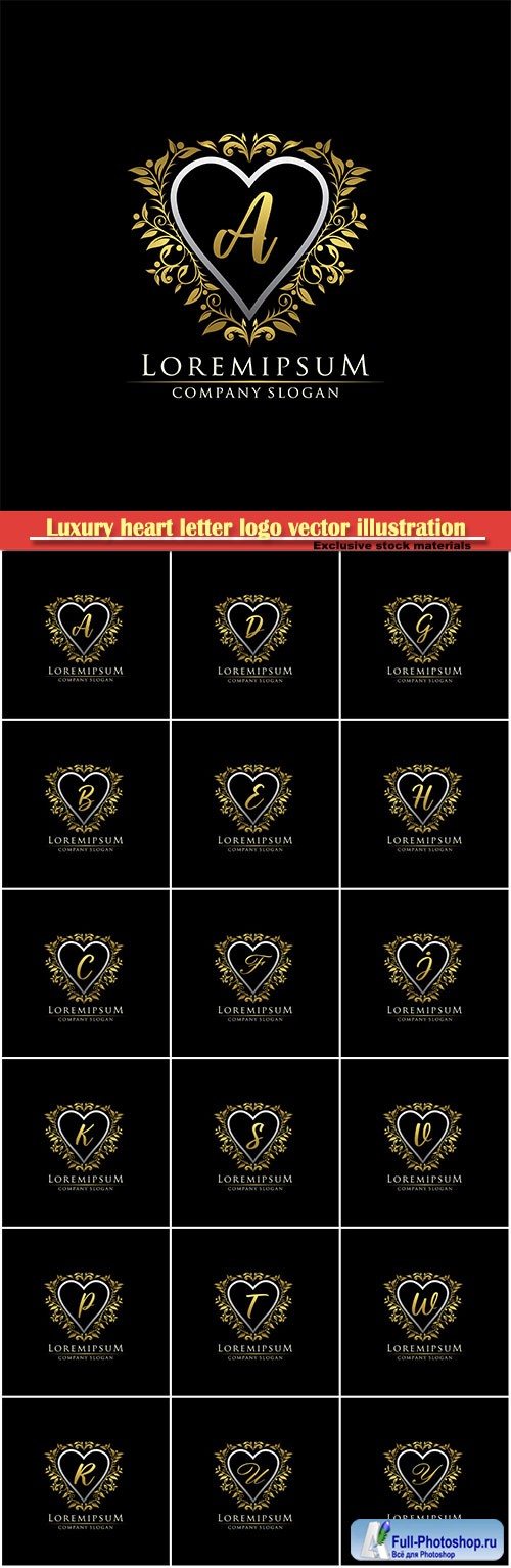 Luxury heart letter logo vector illustration