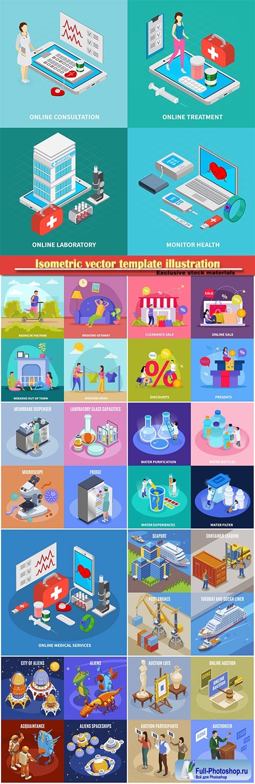 Isometric vector template illustration # 38