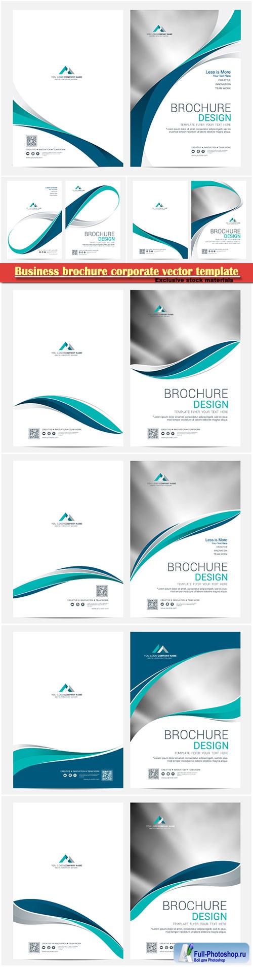 Business brochure corporate vector template, magazine flyer mockup # 35