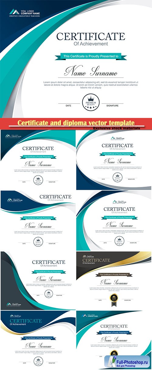 Certificate and diploma vector template