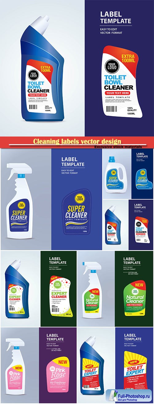 Cleaning labels vector design