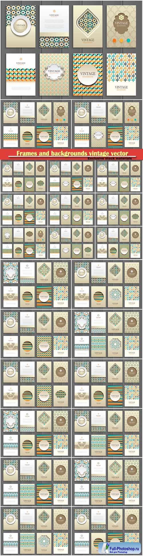 Frames and backgrounds vintage vector illustration