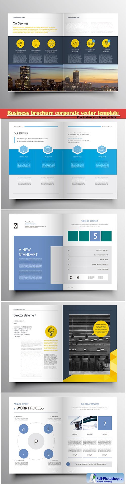 Business brochure corporate vector template, magazine flyer mockup # 45