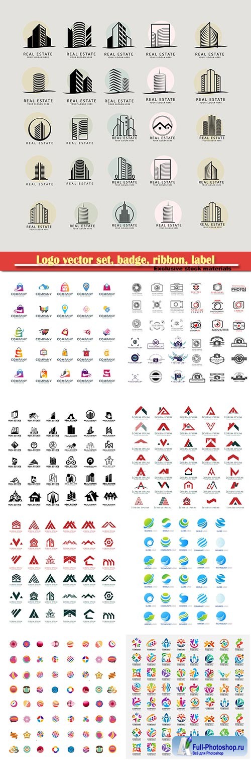 Logo vector set, badge, ribbon, label and  icon