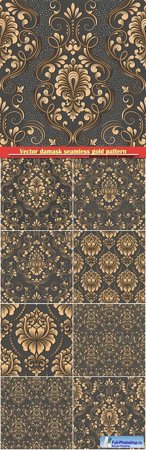 Vector damask seamless gold pattern