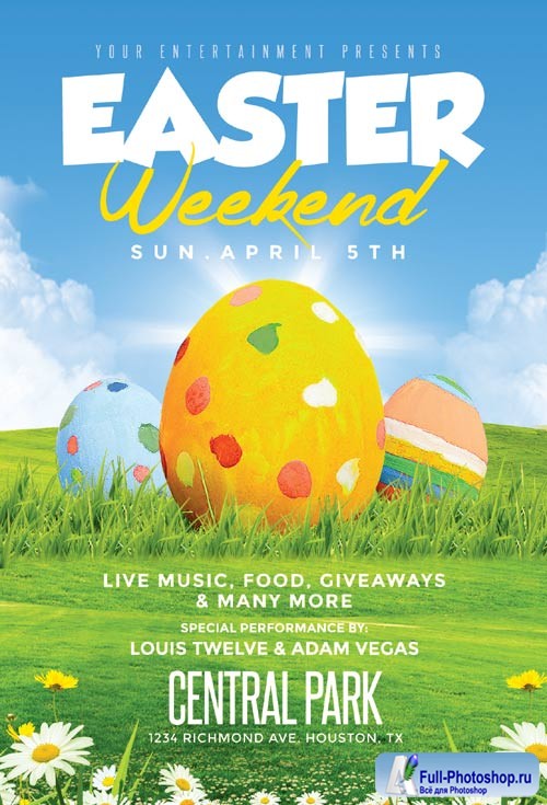 Easter Weekend psd flyer template