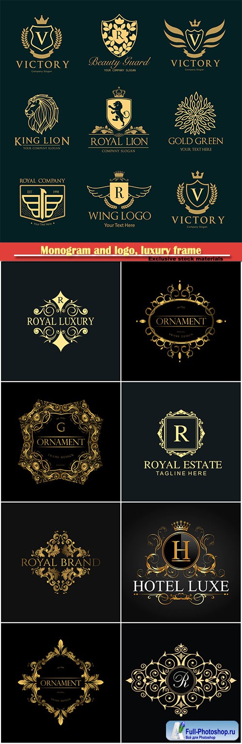 Monogram and logo, luxury frame vector design elements