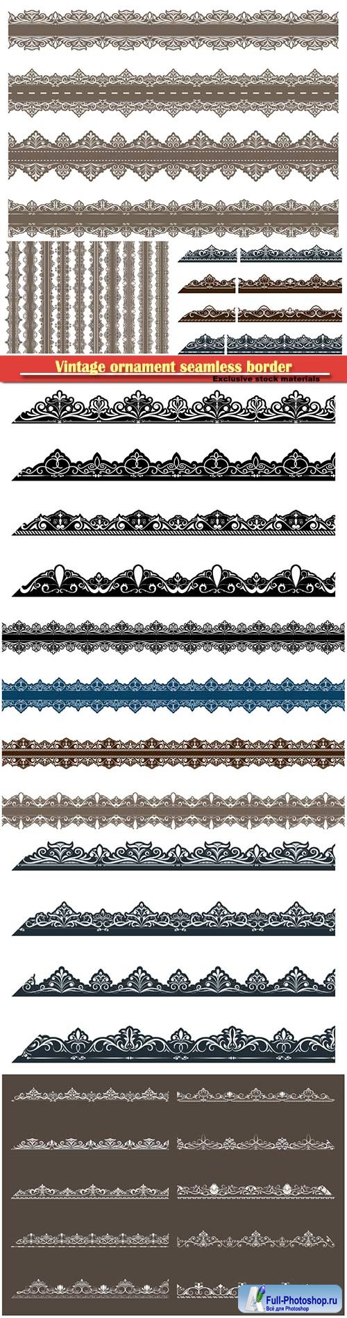 Vintage ornament seamless border in vector illustration