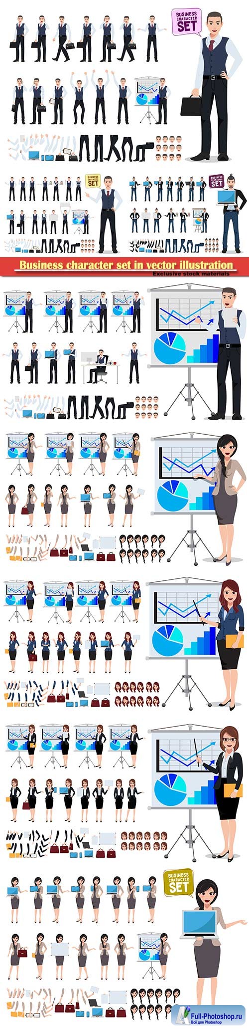 Business character set in vector illustration