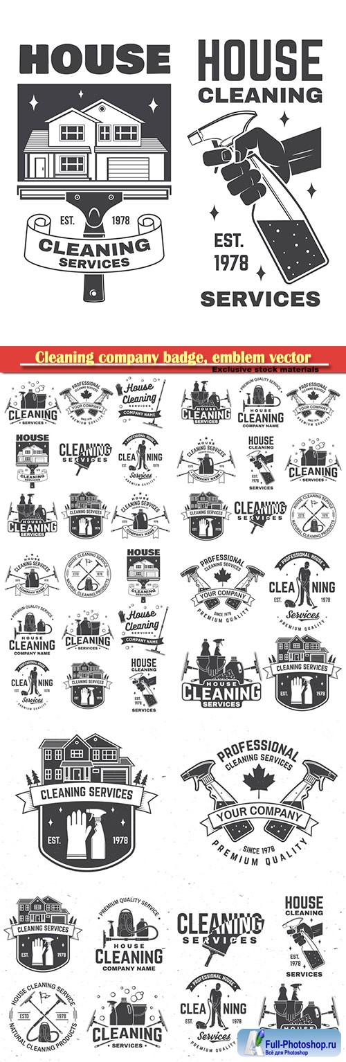 Cleaning company badge, emblem vector illustration