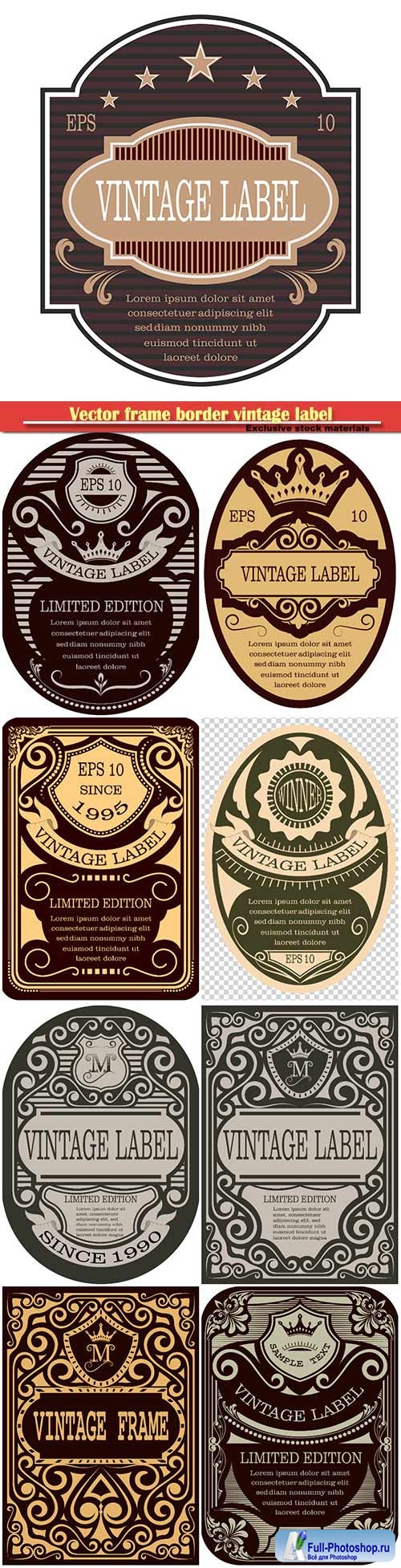 Vector frame border vintage label or poster retro design