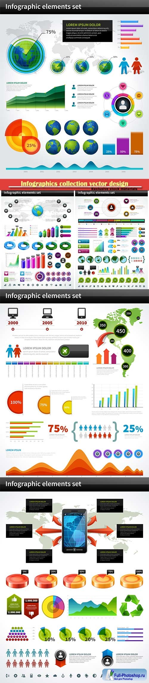 Infographics collection vector design elements, business presentation