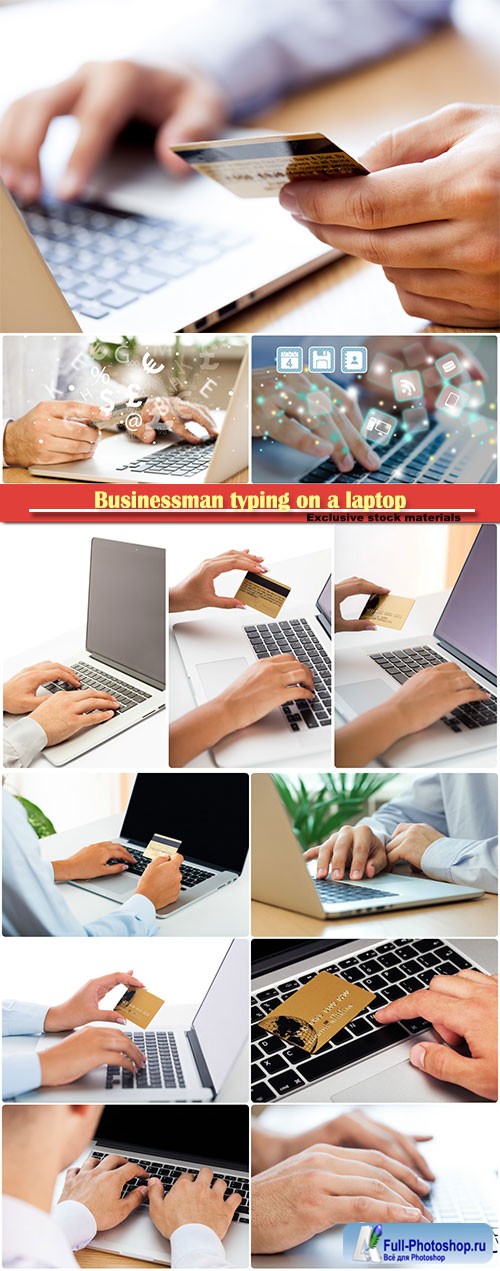 Closeup of a businessman typing on a laptop