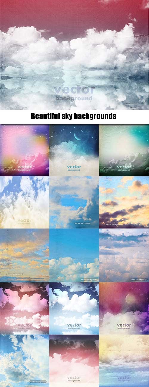 Beautiful sky backgrounds in vector - 25 Eps