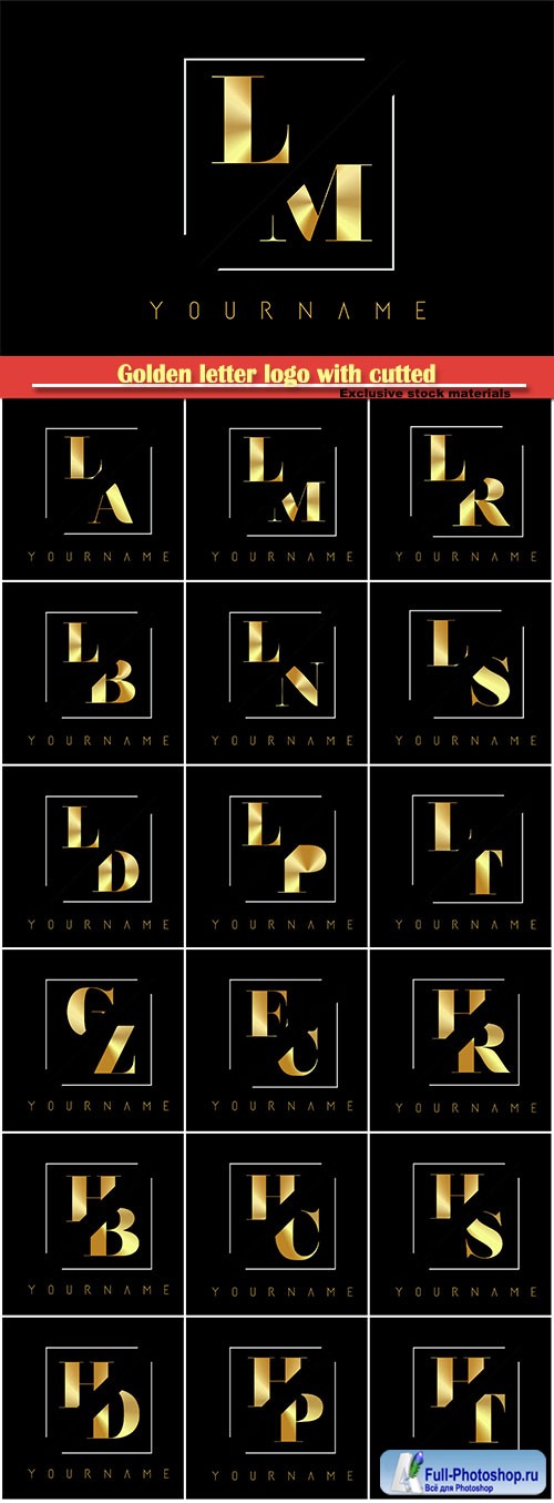 Golden letter logo with cutted and intersected design # 2