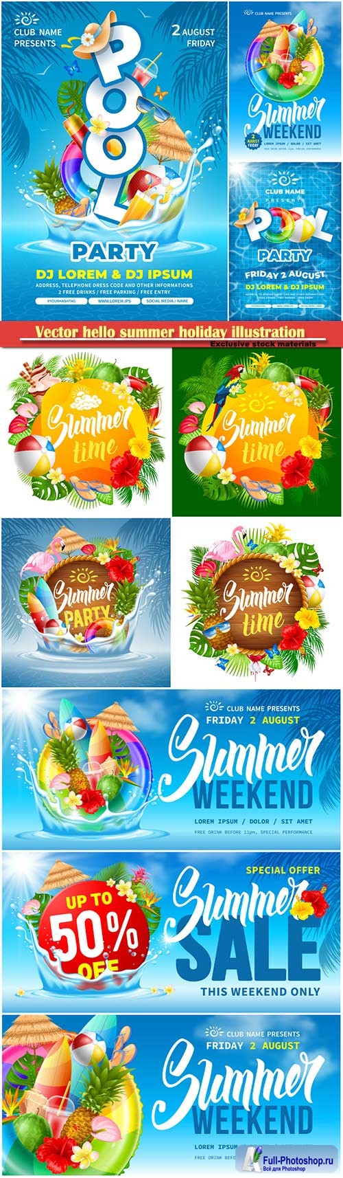 Vector hello summer holiday illustration # 6