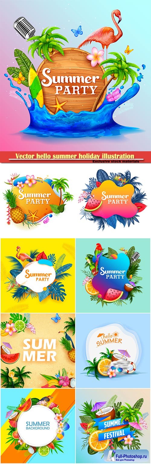 Vector hello summer holiday illustration # 7