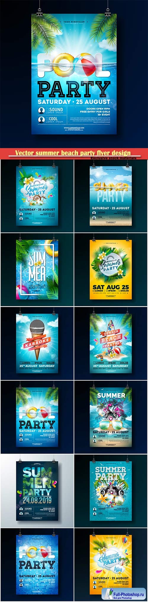 Vector summer beach party flyer design