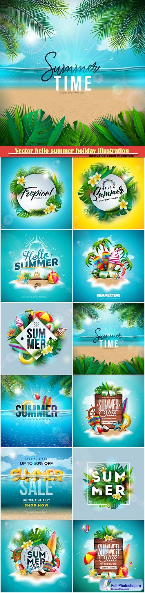 Vector hello summer holiday illustration # 4