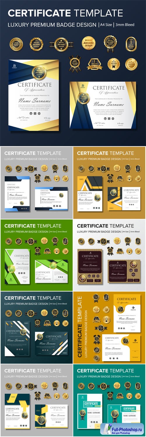 Professional Certificate design with badge multipurpose