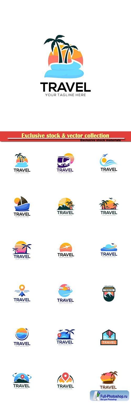 Travel vector logo design set